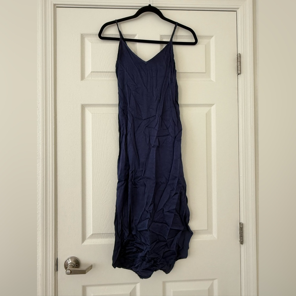 Anthropologie Navy Blue Maxi Slip Dress
